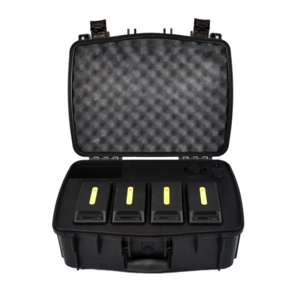 Colorado drone chargers prcs for sl8 batteries against white background