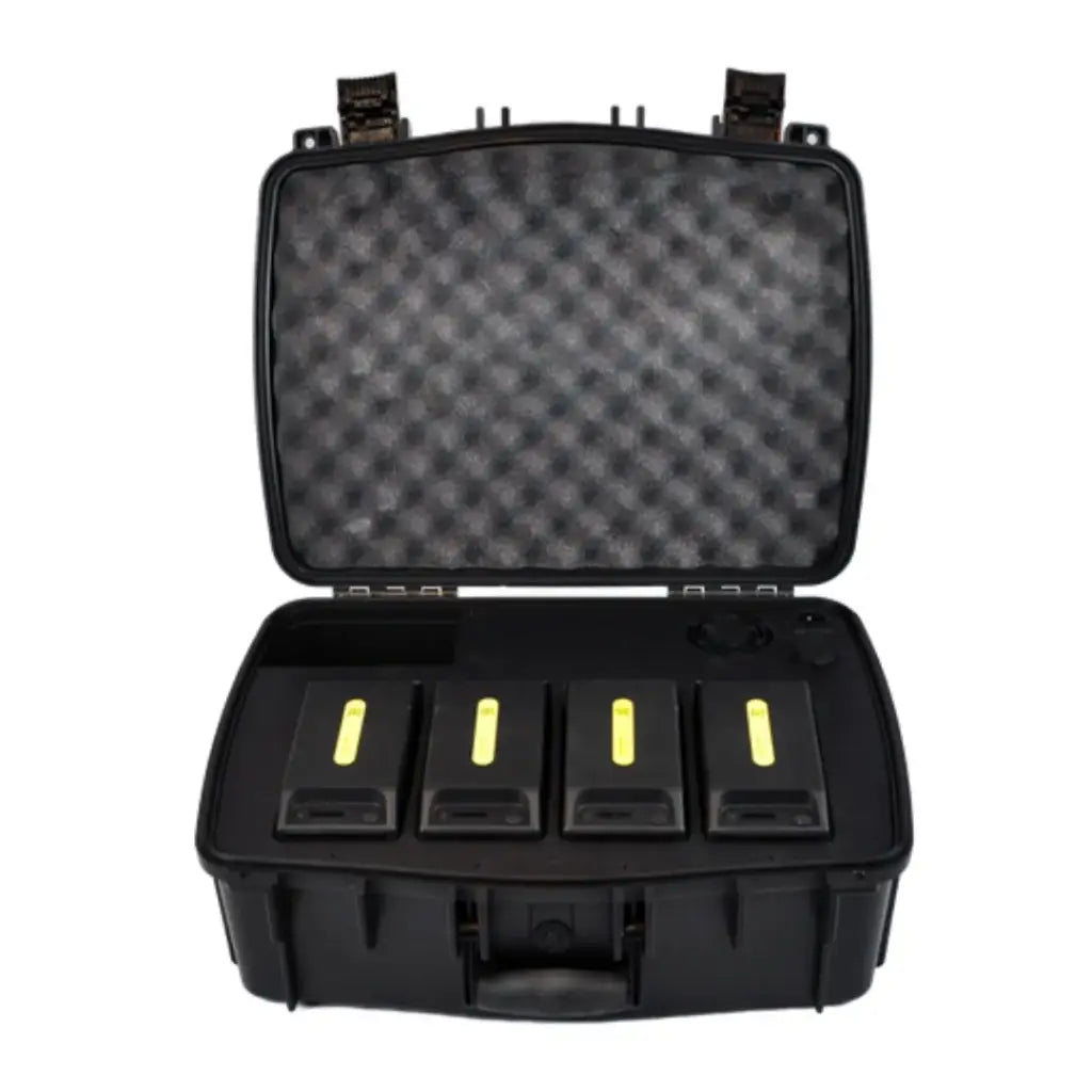 Colorado drone chargers prcs for sl8 batteries against white background