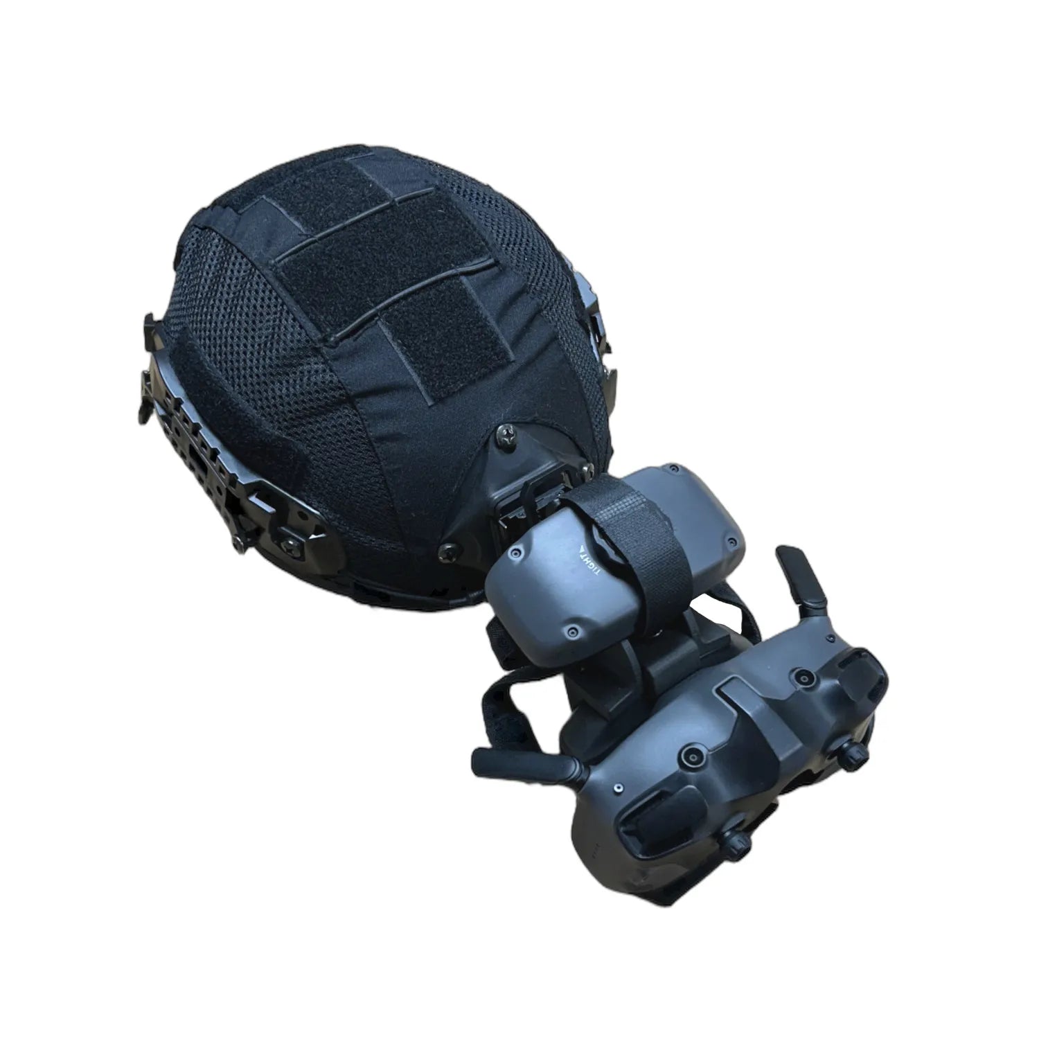dji goggles 3 tactical mount on helmet flipped up