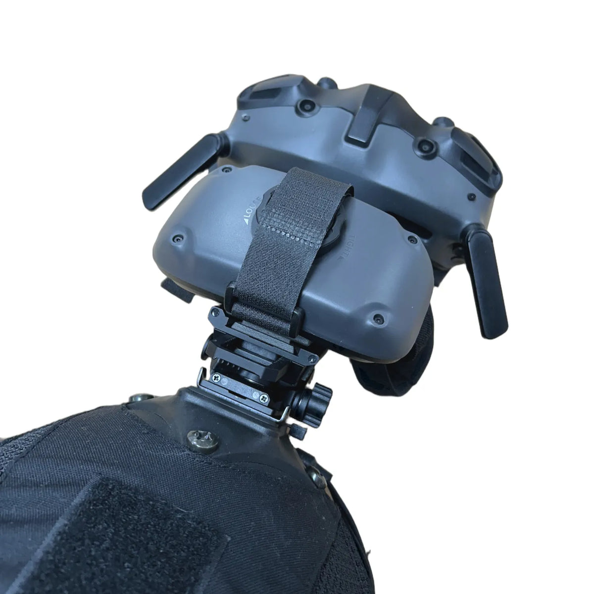 dji goggles 3 battery hook and loop strap on tactical mount
