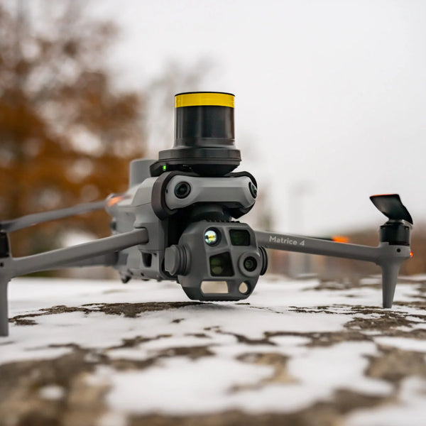 dji matrice 4 outside with drone parachute system installed