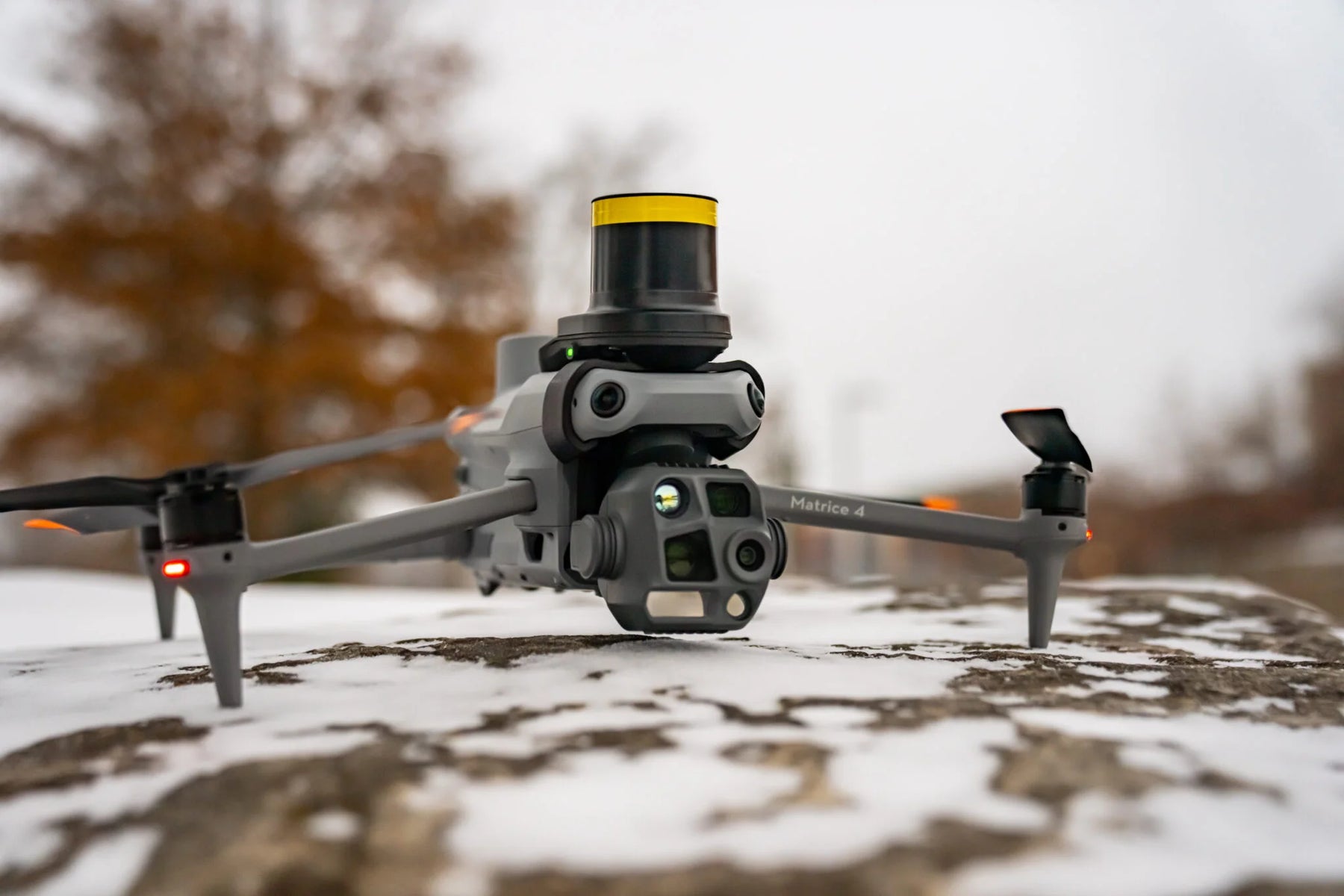 dji matrice 4 outside with drone parachute system installed