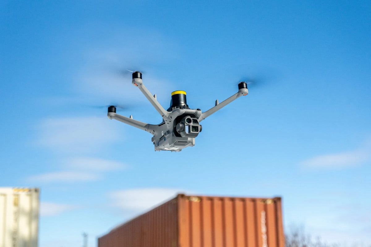 dji matrice 4d flying with avss drone parachute system installed