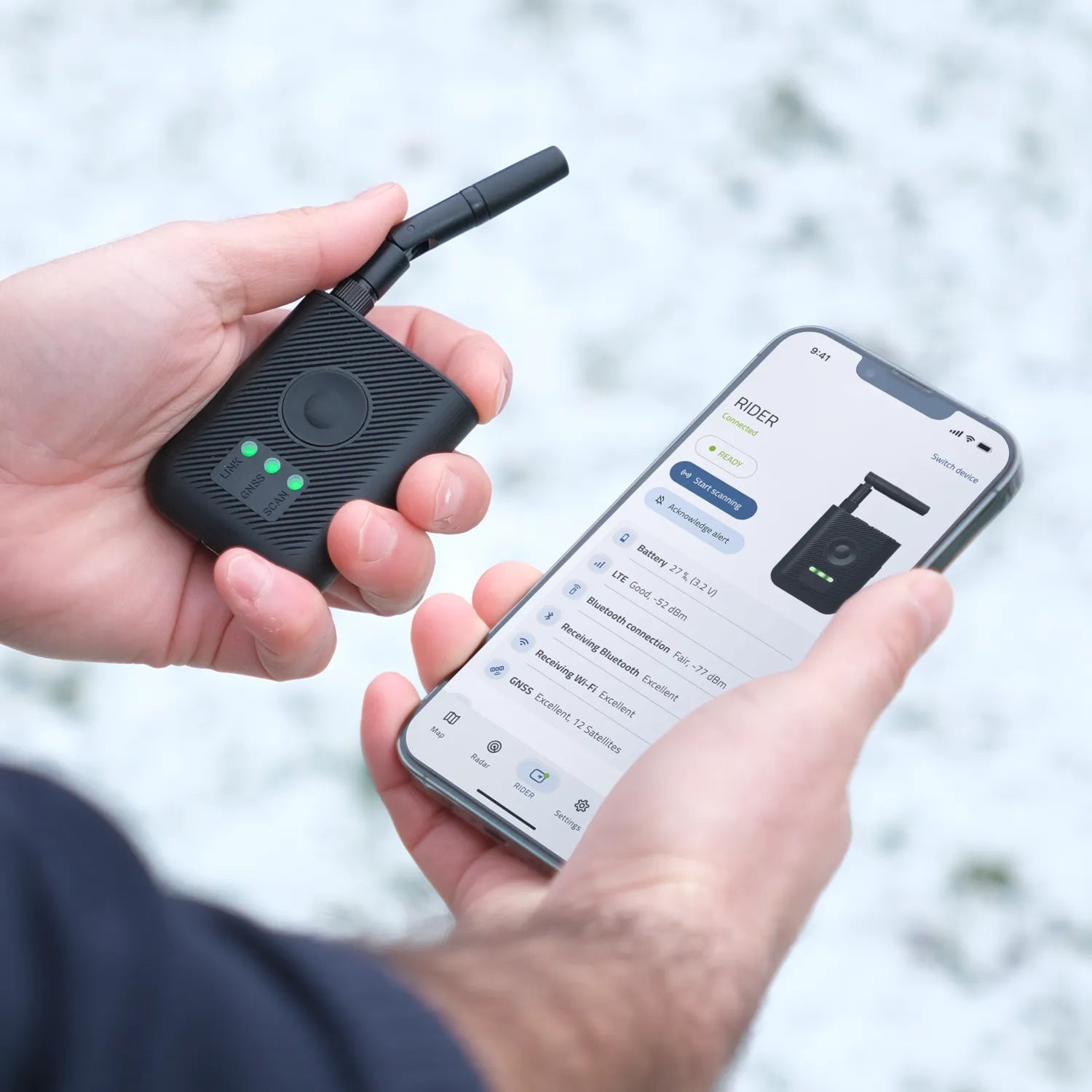 dronetag rider connected to dronetag app