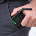 drone tag rider in pant pocket