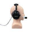 9.75mm frame pilot headset with oxygen retention clips and cannula side view