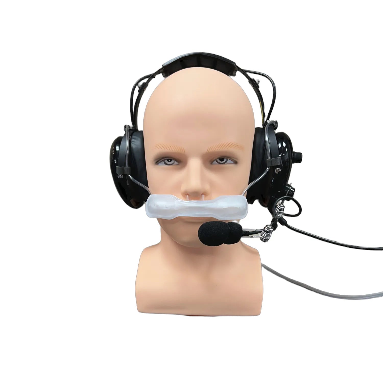 9.75mm frame pilot headset with oxygen retention clips and cannula