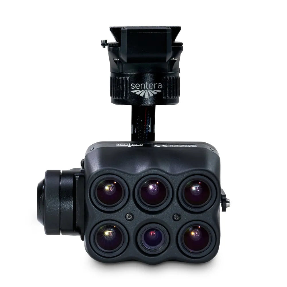 Sentera multispectral sensor and gimbal against white background