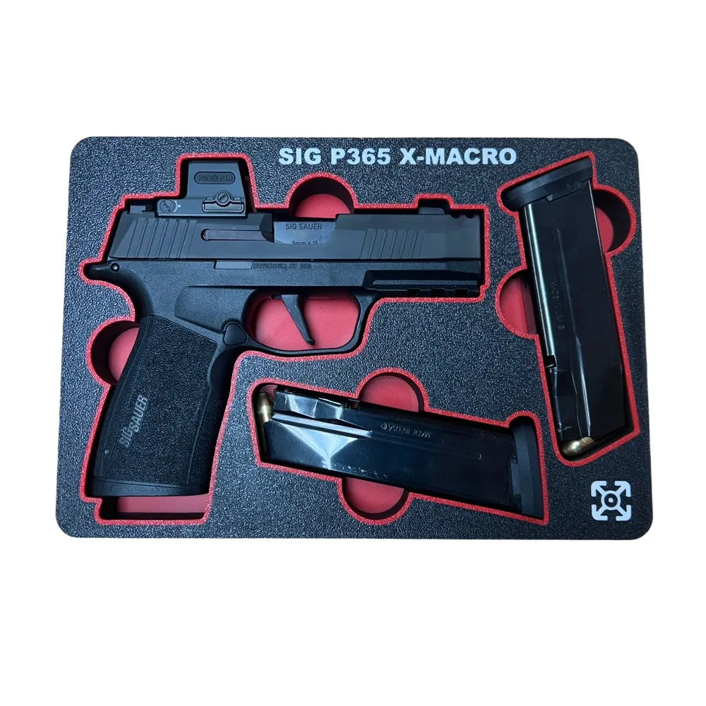 sig sauer p365 xmacro comp case insert inner piece with fire arm and two magazines