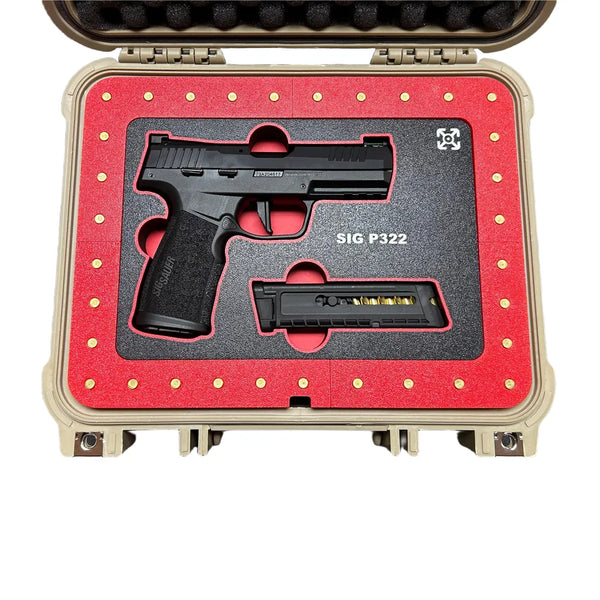 sig sauer p322 fire arm and magazine in 3d printed case insert