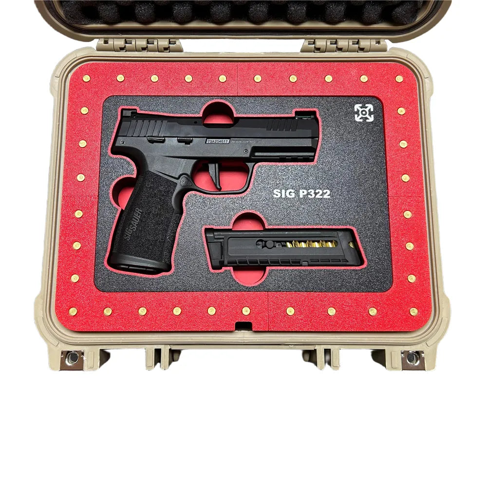 sig sauer p322 fire arm and magazine in 3d printed case insert